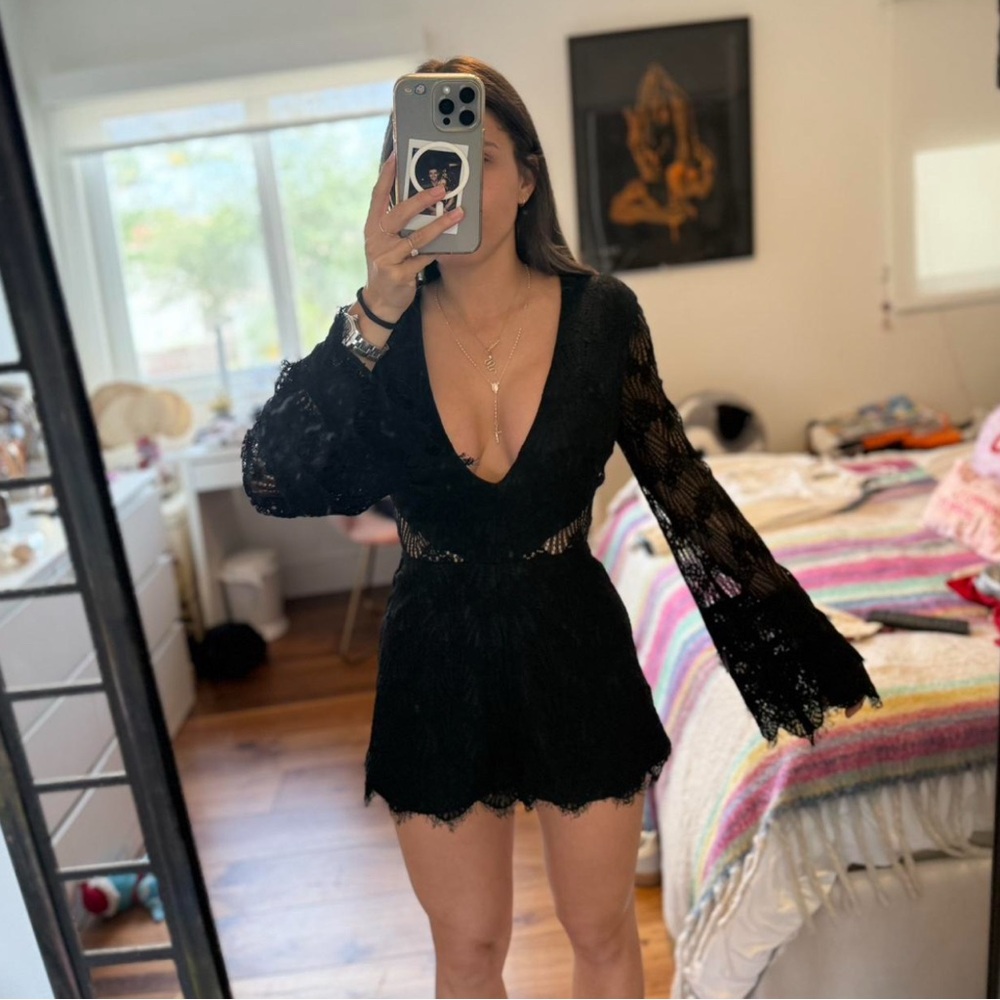 Elegant Black Lace Romper